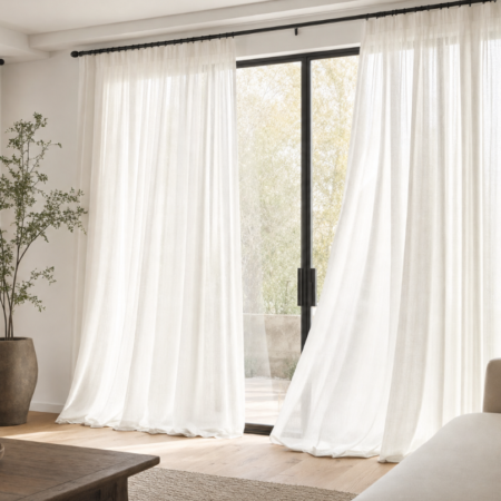 Sheer White Linen Modern Living Room Curtains