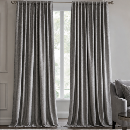 Elegant Grey Damask Floral Jacquard Curtains
